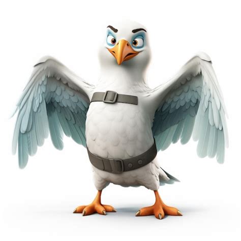 Premium Photo | Superhero Albatross Cartoon Character Design With Intense Expressions