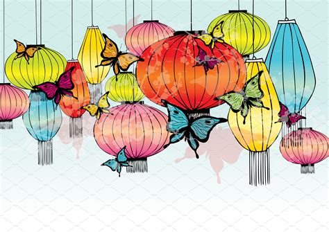 colorful lanterns vector | Illustrator Graphics ~ Creative Market