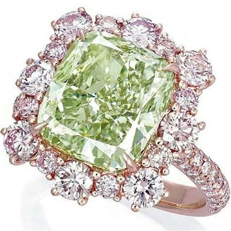 This 6.13-carat fancy intense green mined diamond, flaked by pink mined diamonds, Christie's ...