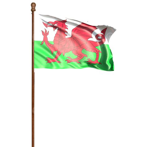 Flag Of Wales With Pole, Flag Of Wales Waving, Wales Flag Waving, Wales ...