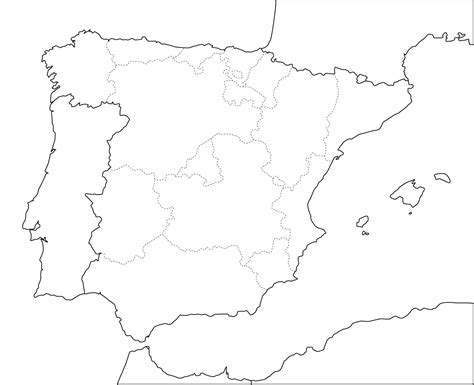 Carte vierge de l'Espagne de la Plaine de la carte de l'Espagne (Europe du Sud - Europe)