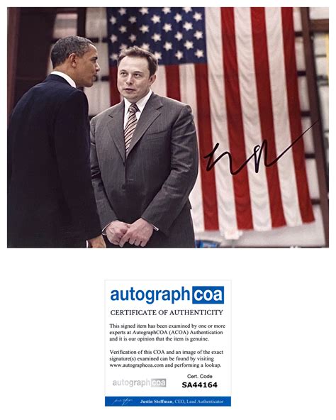 Elon Musk Signed Autographed 8x10 Photo Tesla SpaceX Exact Proof ACOA ...