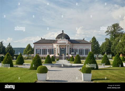 Melk abbey gardens and pavilion Stock Photo - Alamy