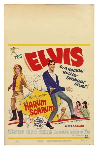 Lot Detail - Elvis Presley Original "Harum Scarum" Movie Theater Poster