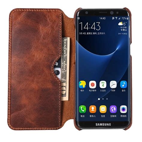 Real Genuine Leather Flip Case For Samsung Galaxy S8 Plus S 8 Cell ...