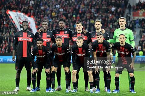 Bayer Leverkusen players pose for a team photo prior to the UEFA ...