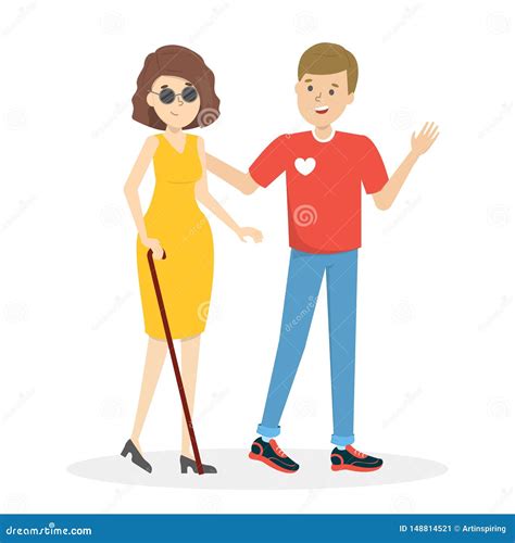 Blind Man With Walking Stick Cartoon Vector | CartoonDealer.com #57124171