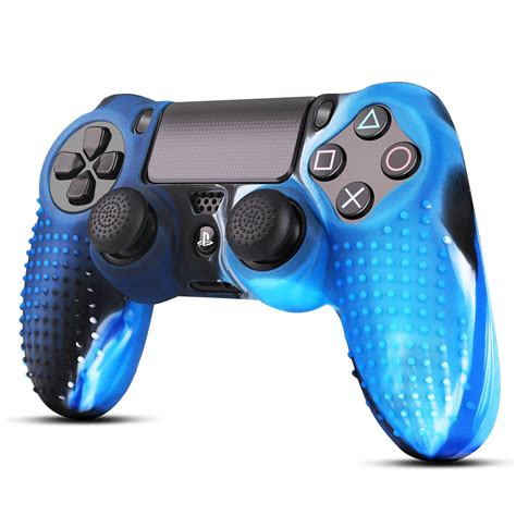 PS4 Controller Skin Grip Cover Case - Silicone Gel Rubber Shell for PlayStation 4 Gamepad, Blue ...