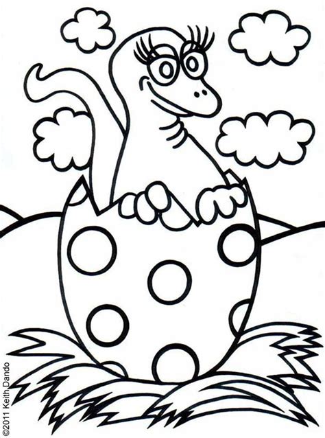 Printable Colouring: Baby Dinosaur Hatching - Rooftop Post Printables