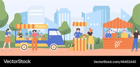 Street food marketplace local market Royalty Free Vector