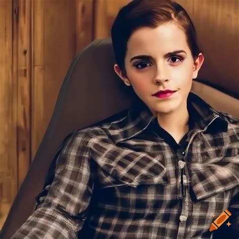 Closeup of a young woman sitting on a leather sofa on Craiyon