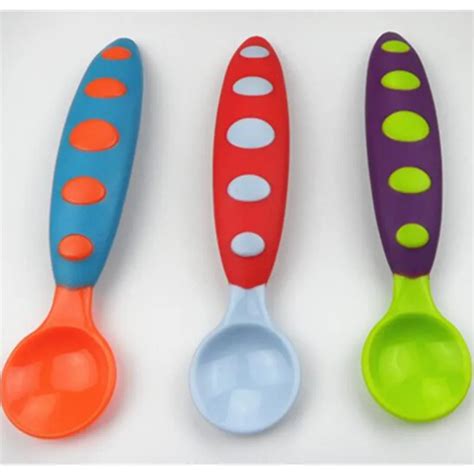 Infant Tableware Spoons Double Color Cartoon Meal Spoon Baby Products ...