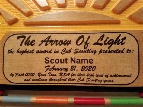 Arrow Of Light Award Plaque Template | Shelly Lighting