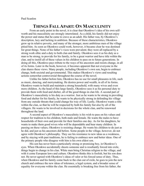 THINGS FALL APART: ON MASCULINITY