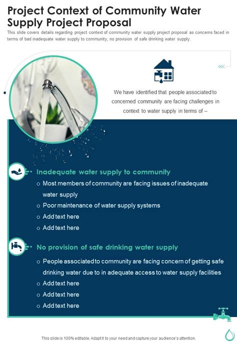 Project Context Of Community Water Supply Project Proposal One Pager Sample Example Document ...