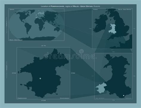 Pembrokeshire, Wales - Great Britain. Described Location Diagram Stock Illustration ...