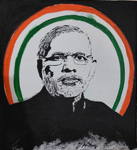 Buy Narendra Modi free hand portrait Handmade Painting by AKASH ...