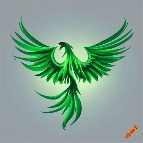 Green phoenix logo with a white background on Craiyon