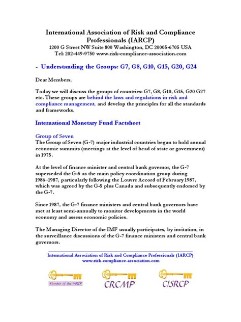 Understanding The Groups: G7, G8, G10, G15, G20, G24 Countries | PDF | World Economy | Global ...