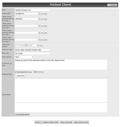 Workflow Sample: Inputting Info Right Before Leaving the Office to Visit Clients