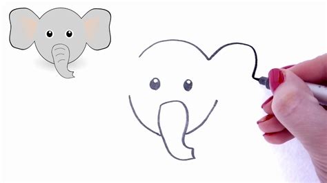 How to Draw a Baby Elephant's Face? Easy Cartoon Elephant Drawing - YouTube