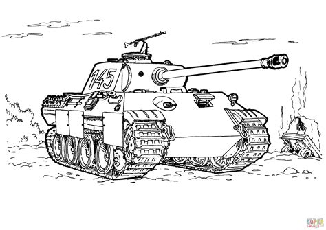 Panther Tank coloring page from Tanks category. Select from 27252 printable crafts of cartoons ...