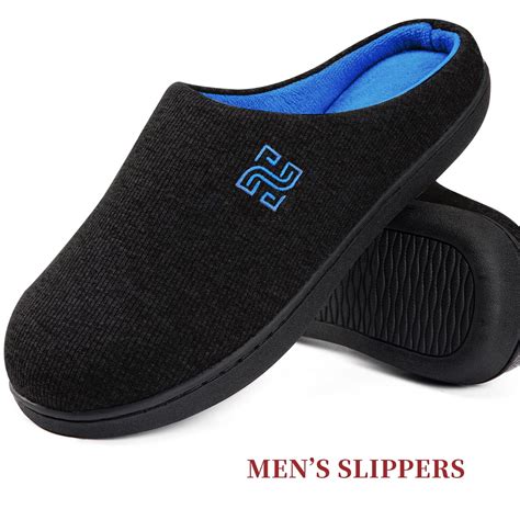 Men's Comfortable Two-Tone Memory Foam Slippers with Fuzzy Plush Lining ...