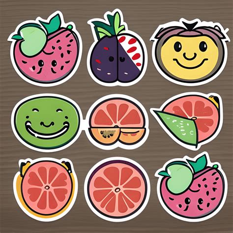 Kawaii Fruit Stickers · Creative Fabrica