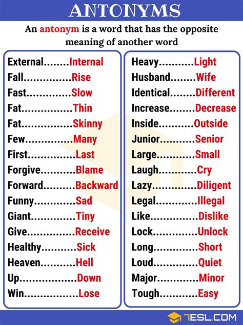 300+ Opposites (Antonyms) from A-Z with Great Examples • 7ESL | English language learning ...