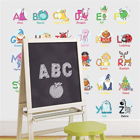 ZRSE ABC Cartoon Kids Wall Stickers, Removable Educational Alphabet ...