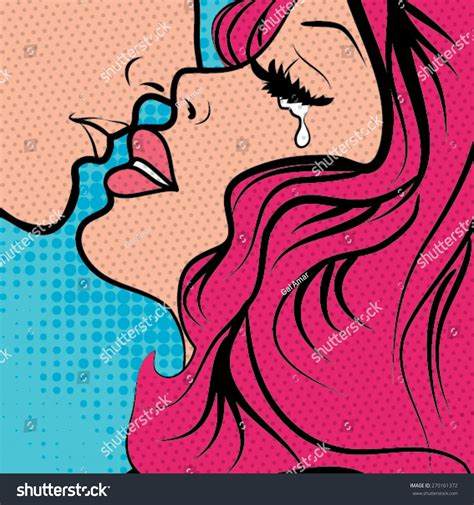 Pop Art Kissing Couple In Love. Vector Illustration. - 270161372 : Shutterstock