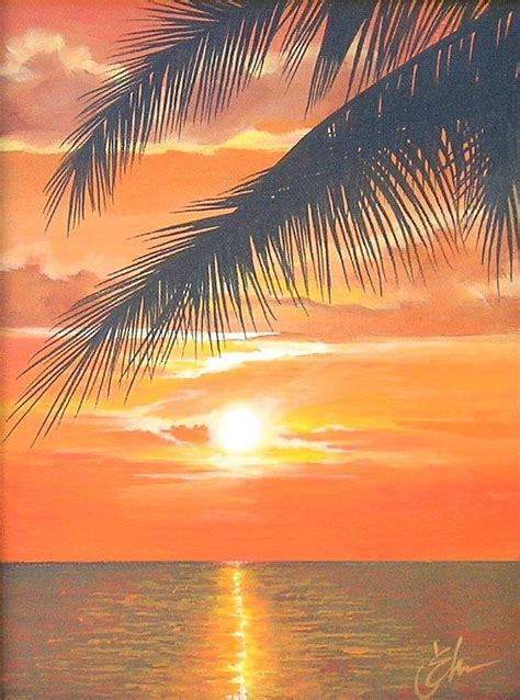 Sunset painting, Landscape paintings, Beach painting