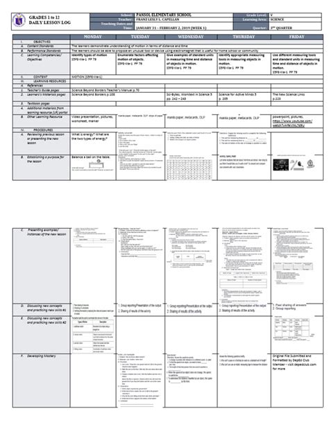 DLL - Science 5 - Q3 - W1 | PDF