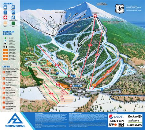 Arizona Snowbowl Ski Trail Map, Free Download