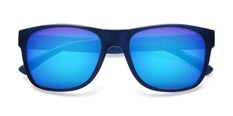 Blue Oversized Geek-Chic Shield Mirrored Sunglasses with Blue Sunwear ...