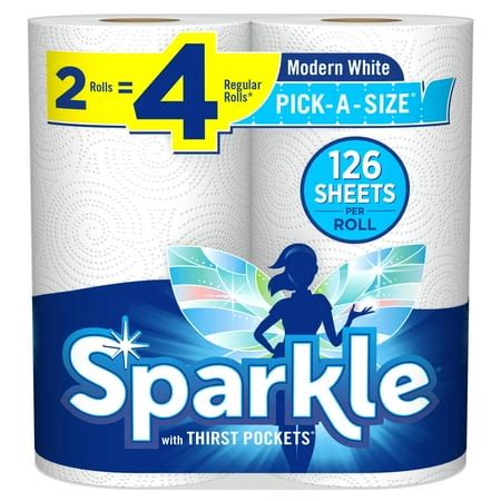 Sparkle Paper Towels, 2 Double Rolls, White, Pick-A-Size - Walmart.com