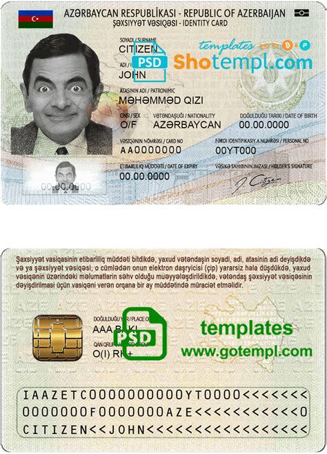 Azerbaijan ID template in PSD format, fully editable - Oxtempl- we make templates