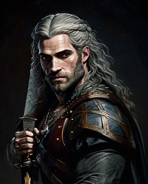 AI Art Generator: medium shot, Witcher Henry Cavill, with a sword on ...