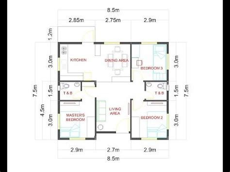 3 Bedrooms Small House Design for 10X10 meters (100sqm) LOT FLR AREA 8 ...