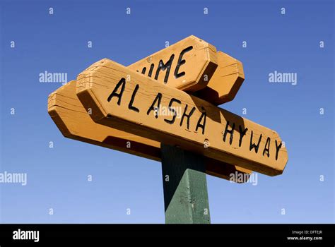 Canada yukon territory road sign hi-res stock photography and images - Alamy