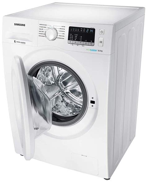 Samsung 8 kg Inverter Fully-Automatic Front Loading Washing Machine (WW80J4243MW/TL, White ...