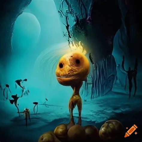 Movie poster for tim burton's potato kingdom depicting a surreal alien ...