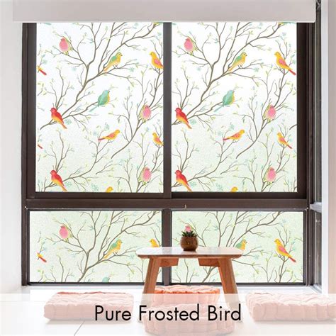 Privacy Window Film sticker opaque non-adhesive pure frosted bird ...