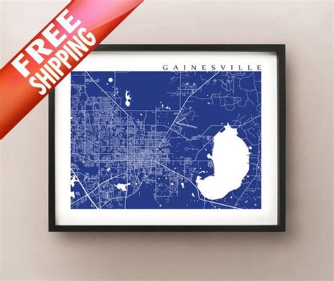 Gainesville Map Florida Poster Home Decor Art Print | Etsy