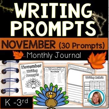 NOVEMBER Writing Prompts Journal by Teacher's Brain - Cindy Martin