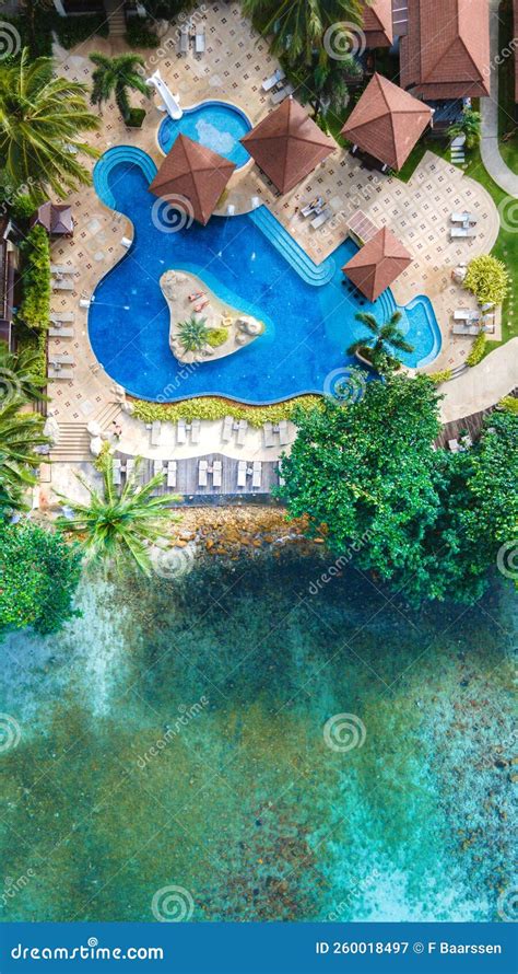 Drone Aerial View of a Luxury Hotel Pool from Above Stock Image - Image of outdoors, young ...