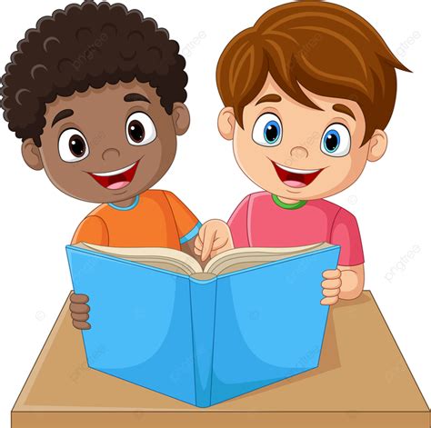 Happy Little Children Reading A Book, Room, Read, Happy PNG and Vector ...