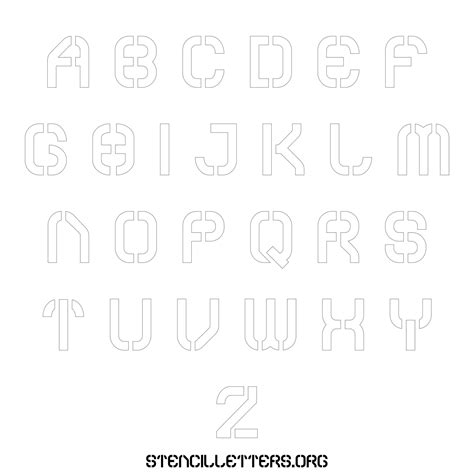 Free Printable Uppercase Letter Stencils Design Style 212 Futuristic - Stencil Letters Org