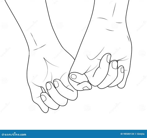 Holding hands outline. stock vector. Illustration of little - 98580134