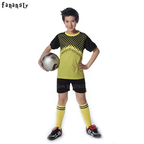 High quality children's soccer uniform custom football kit boys sports suits kids soccer jerseys ...